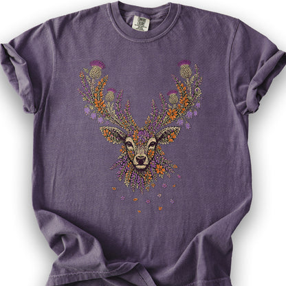 Floral Stag T-Shirt - Grape