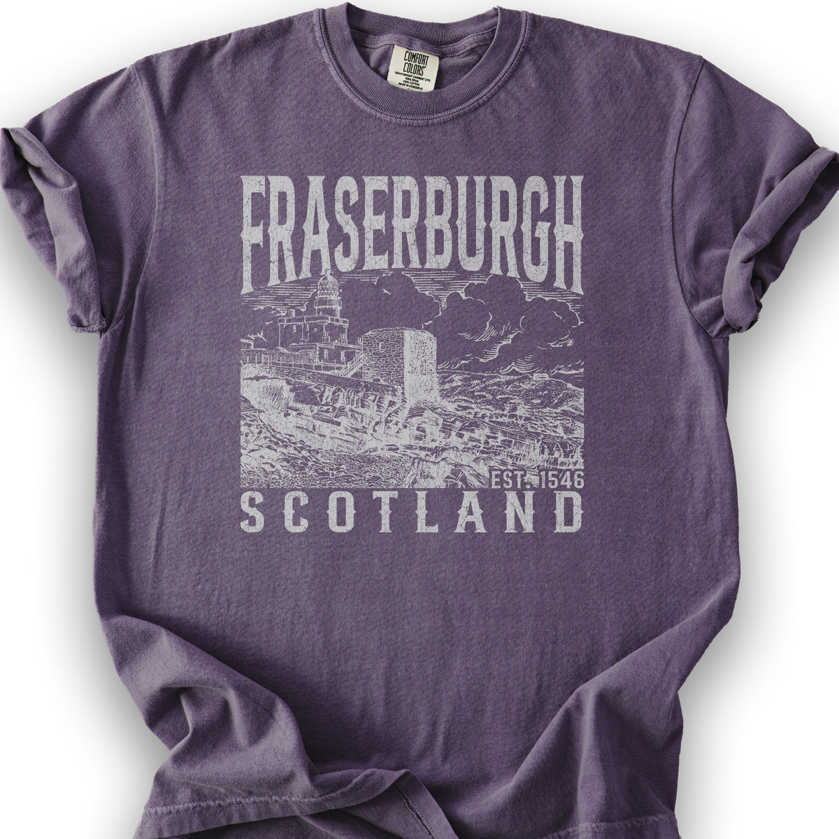 Fraserburgh Scotland Sketch T-Shirt - Grape
