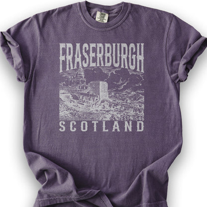 Fraserburgh Scotland Sketch T-Shirt - Grape