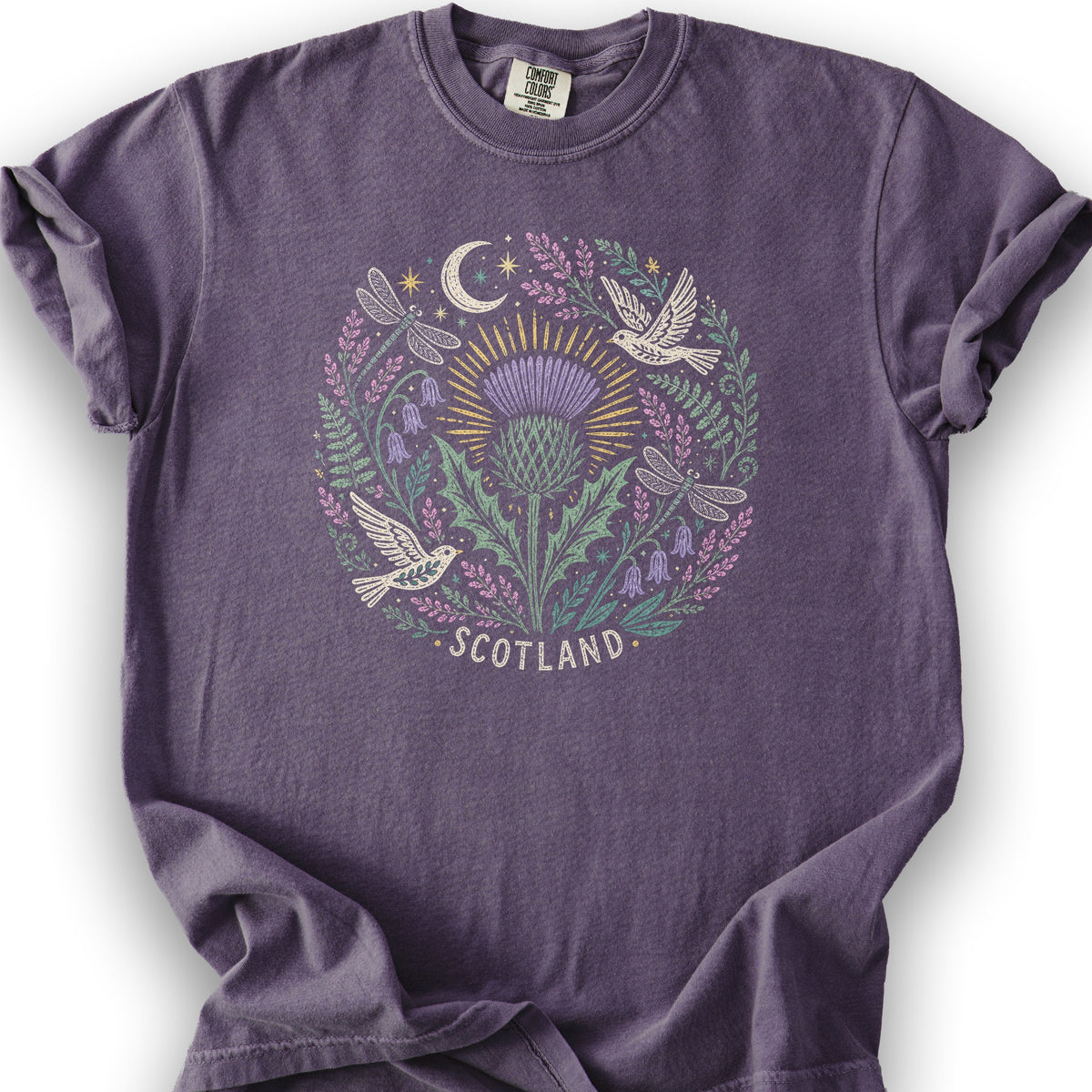 Scotland Thistle Doves T-Shirt - Grape