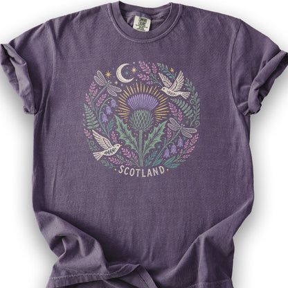 Scotland Thistle Doves T-Shirt - Grape