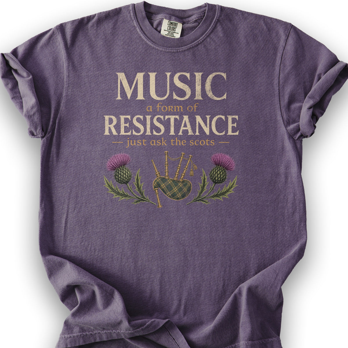 Music Resistance Scottish T-Shirt - Grape