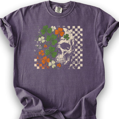 Shamrock Skull Check T-Shirt - Grape