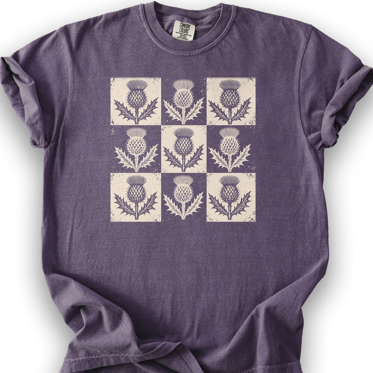 Thistle Box Pattern T-Shirt - Grape