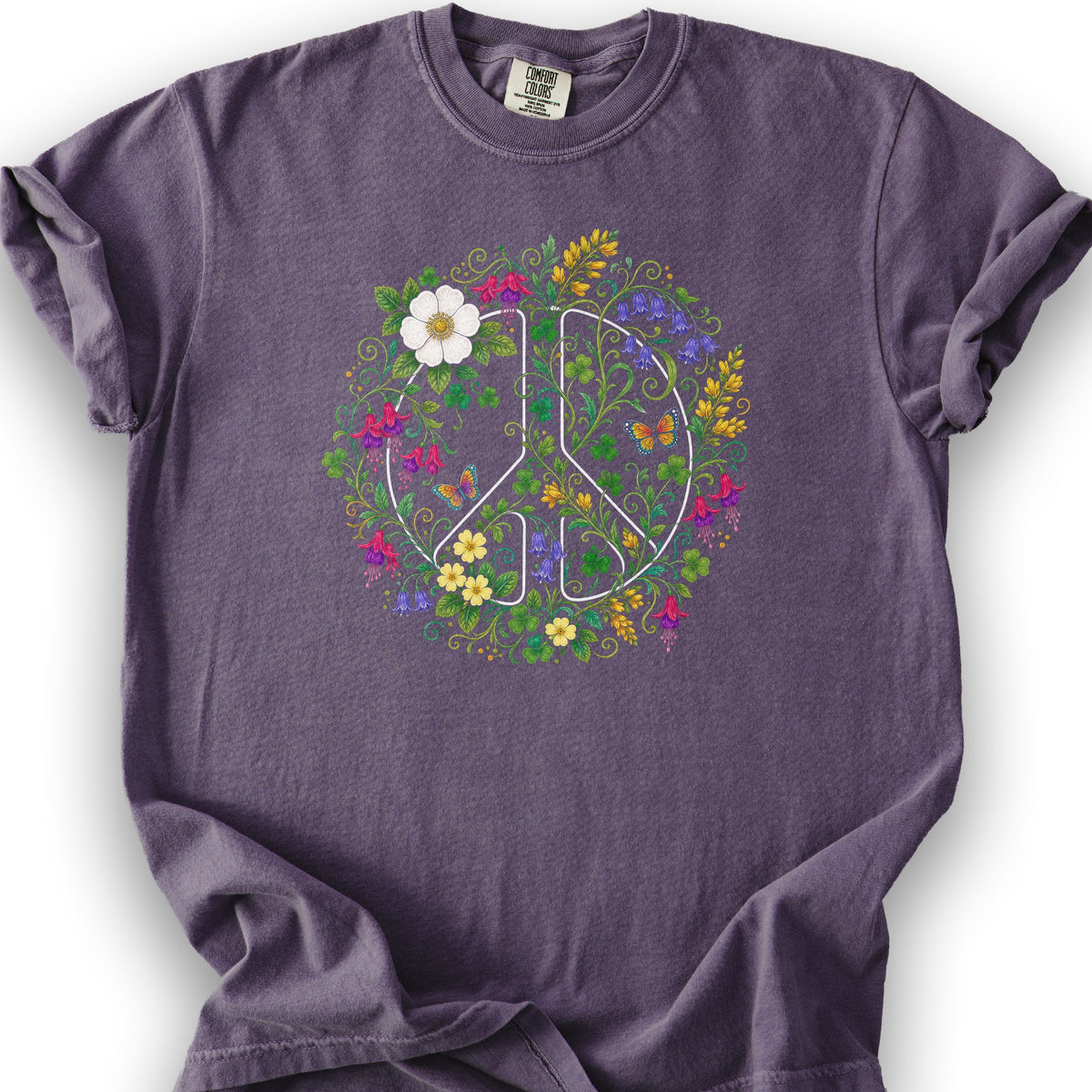 Floral Irish Peace T-Shirt - Grape