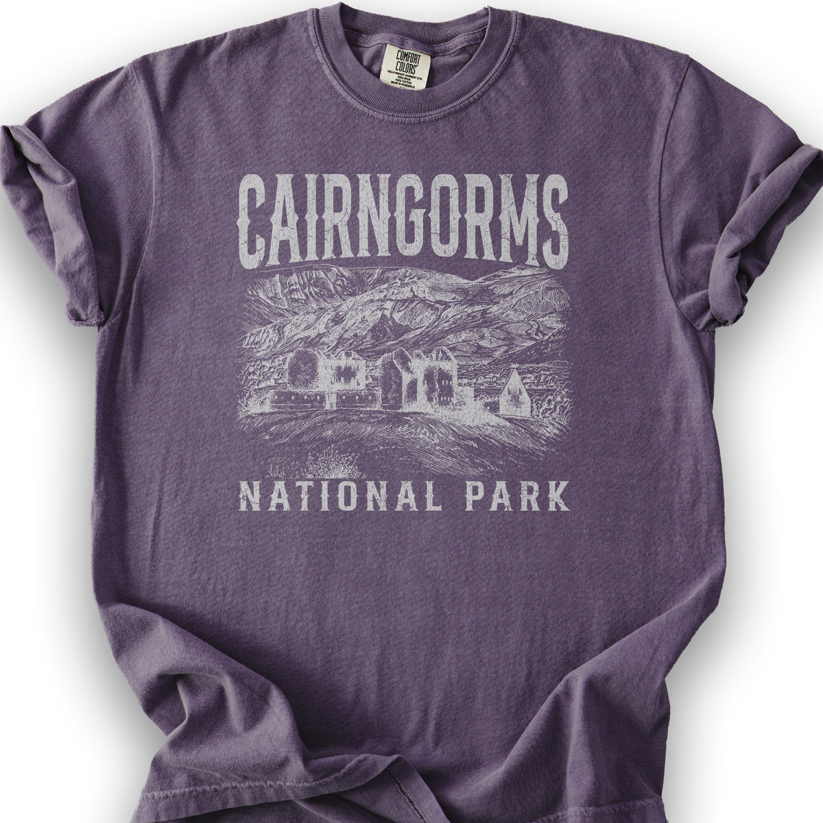 Cairngorms National Park Sketch T-Shirt - Grape