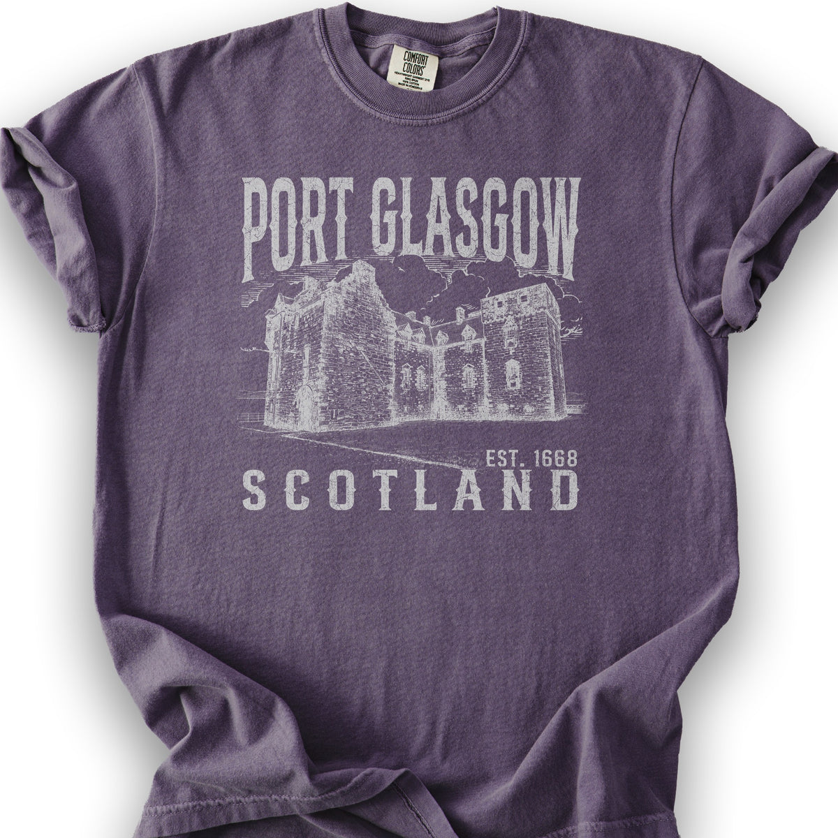 Port Glasgow Scotland Sketch T-Shirt - Grape