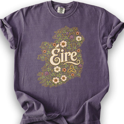 Éire Floral Map T-Shirt - Grape