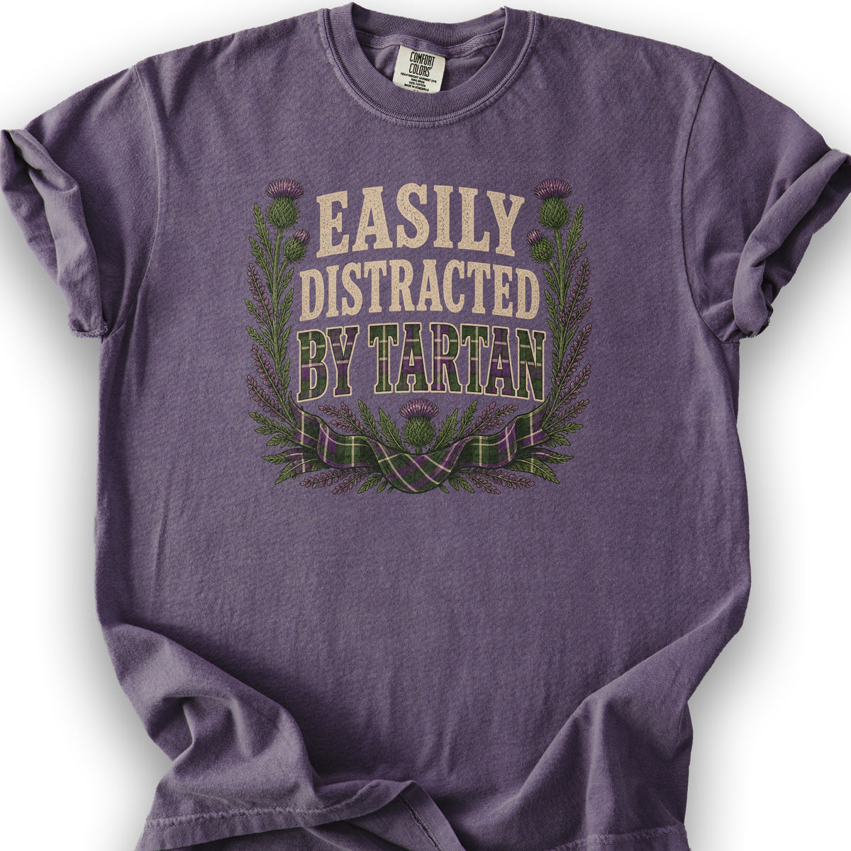 Easily Distracted By Tartan T-Shirt - Grape