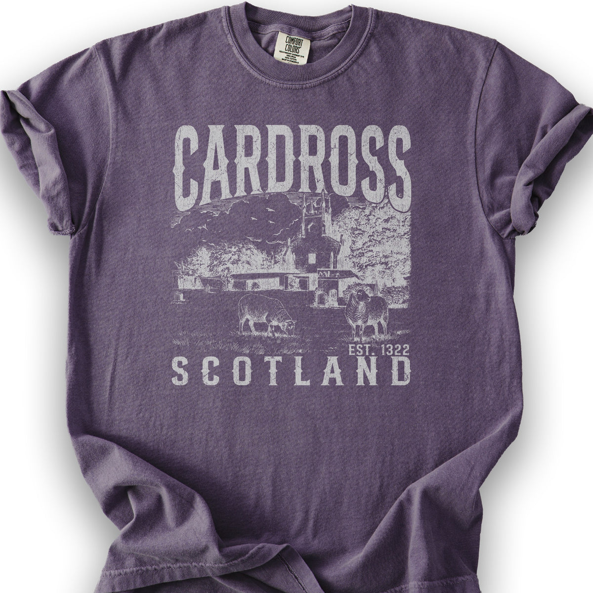 Cardross Scotland Sketch T-Shirt - Grape
