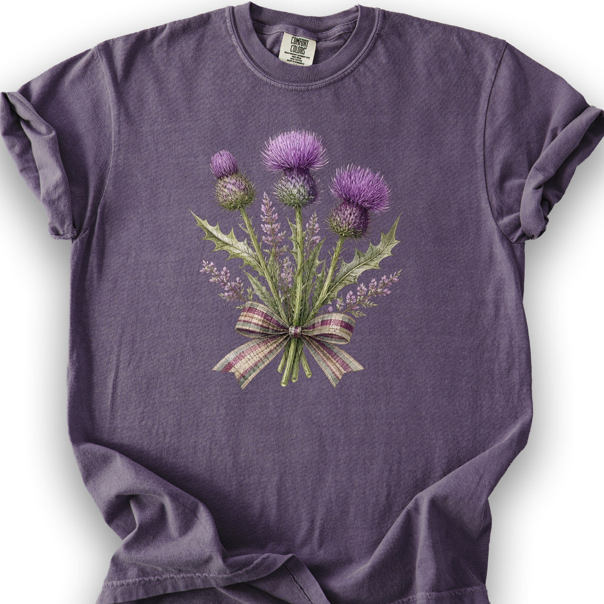 Thistle Bouquet Ribbon T-Shirt - Grape