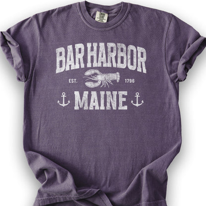 Bar Harbor Maine "Nautical Lobster" T-Shirt - Grape