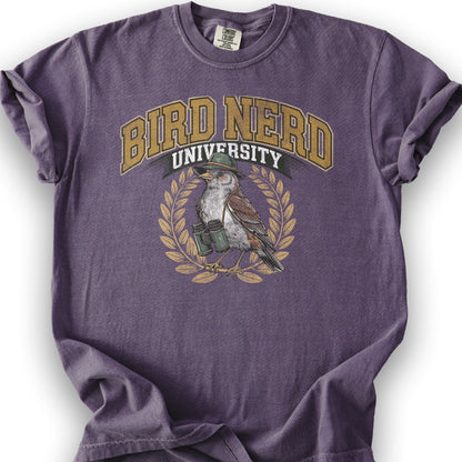 Bird Nerd University Varsity Textured T-Shirt - Grape
