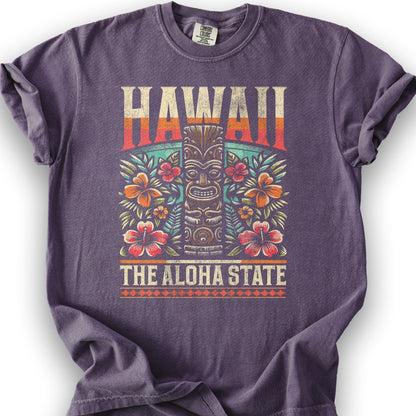 Hawaii The Aloha State "Tiki" T-Shirt - Grape