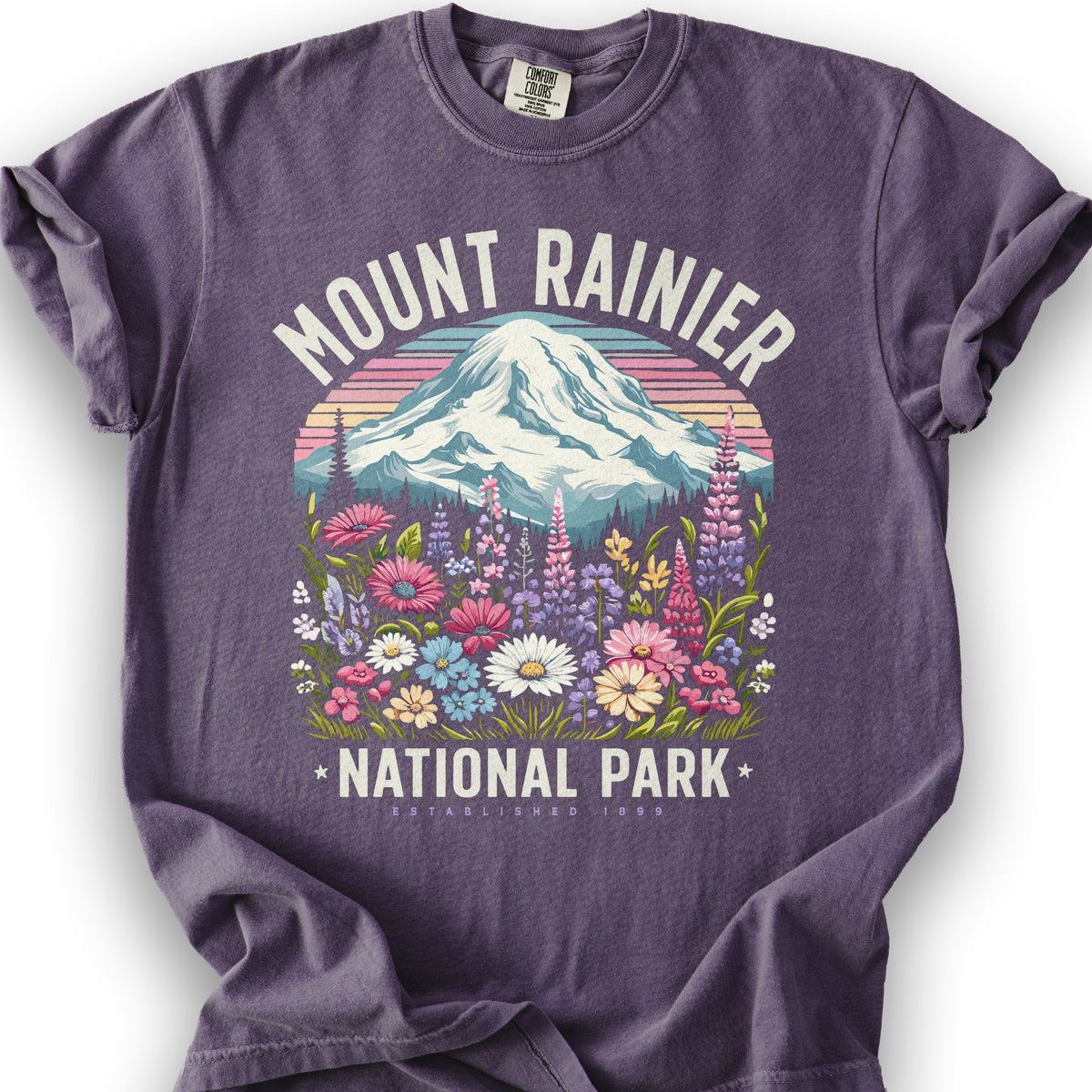 Mount Rainier National Park "Wildflowers" T-Shirt - Grape