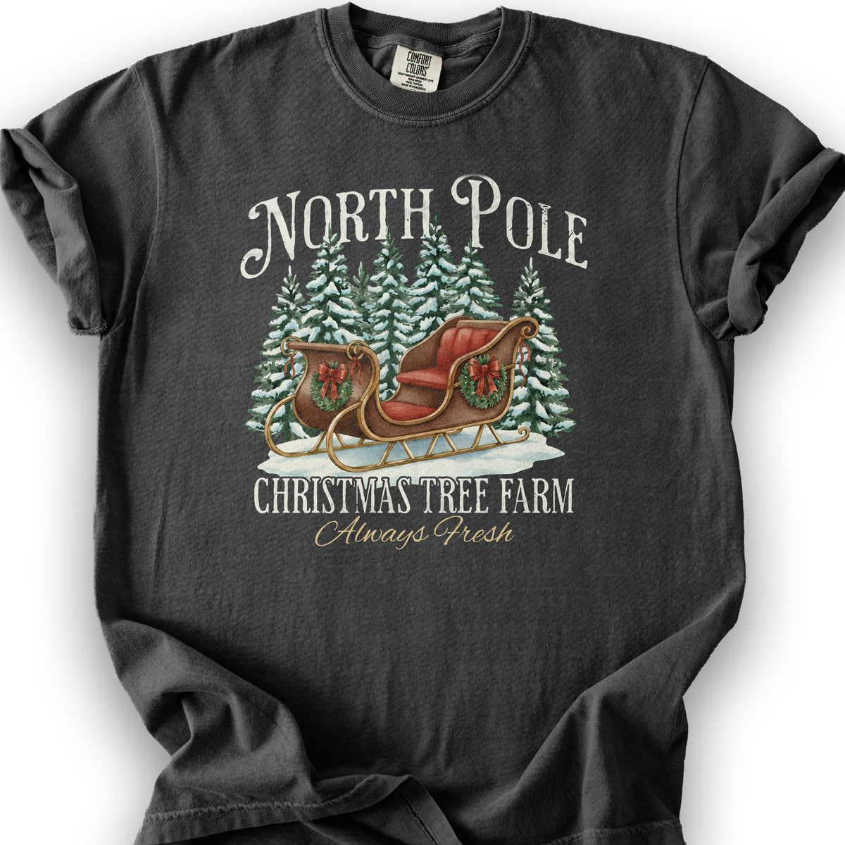 North Pole Christmas Tree Farm T-Shirt - Graphite
