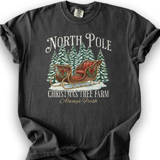 North Pole Christmas Tree Farm T-Shirt - Graphite