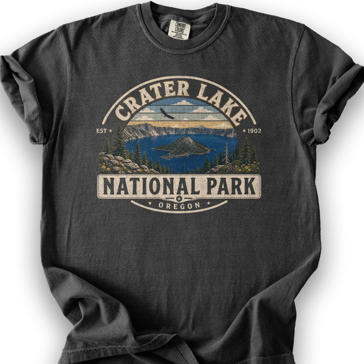 Crater Lake Medallion T-Shirt - Graphite