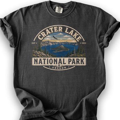 Crater Lake Medallion T-Shirt - Graphite
