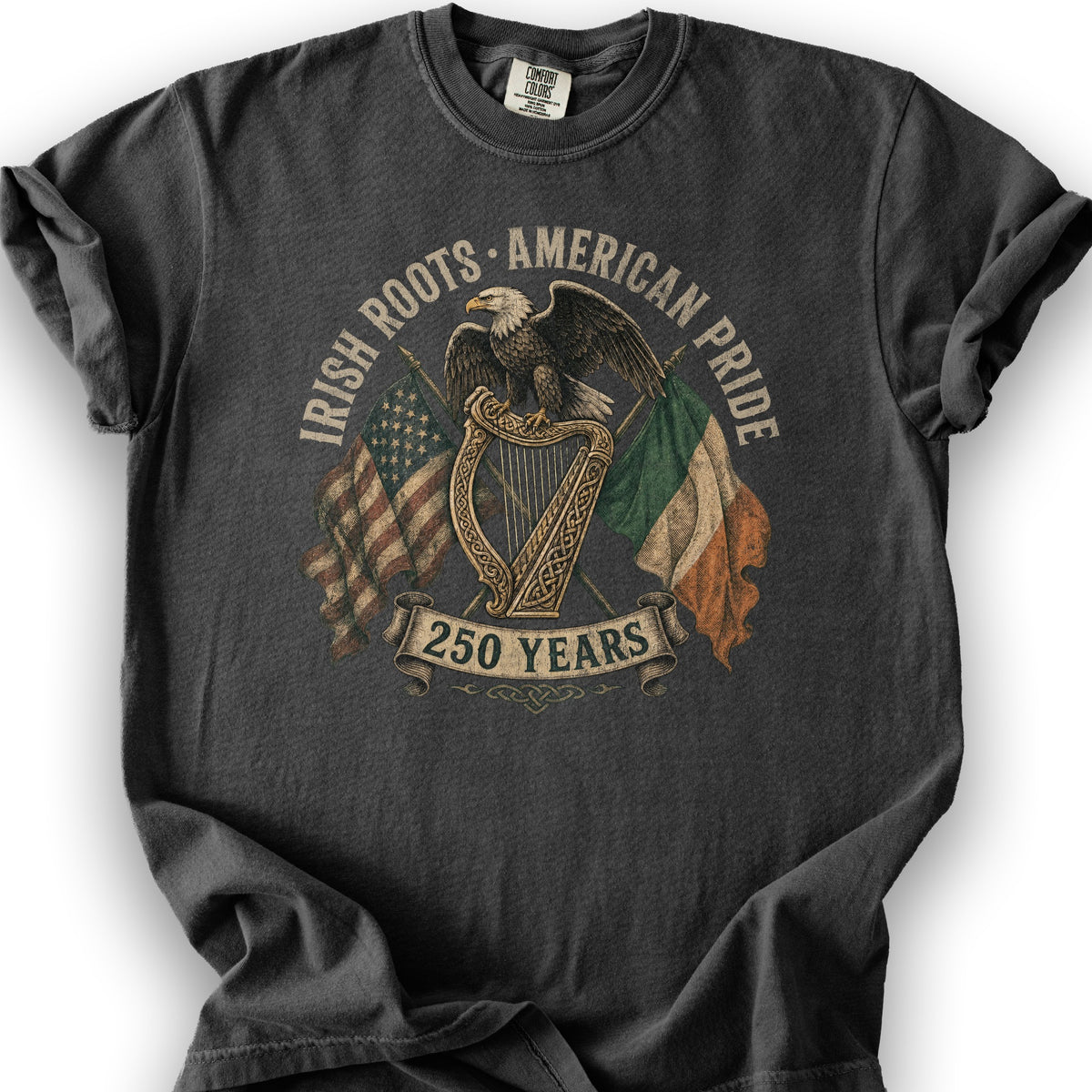 Irish Roots American Pride T-Shirt - Graphite