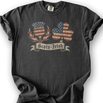 Scots-Irish Thistle Shamrock Flag T-Shirt - Graphite