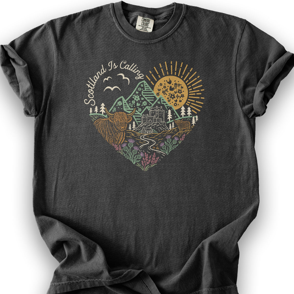 Scotland Is Calling Heart T-Shirt - Graphite