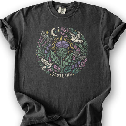 Scotland Thistle Doves T-Shirt - Graphite