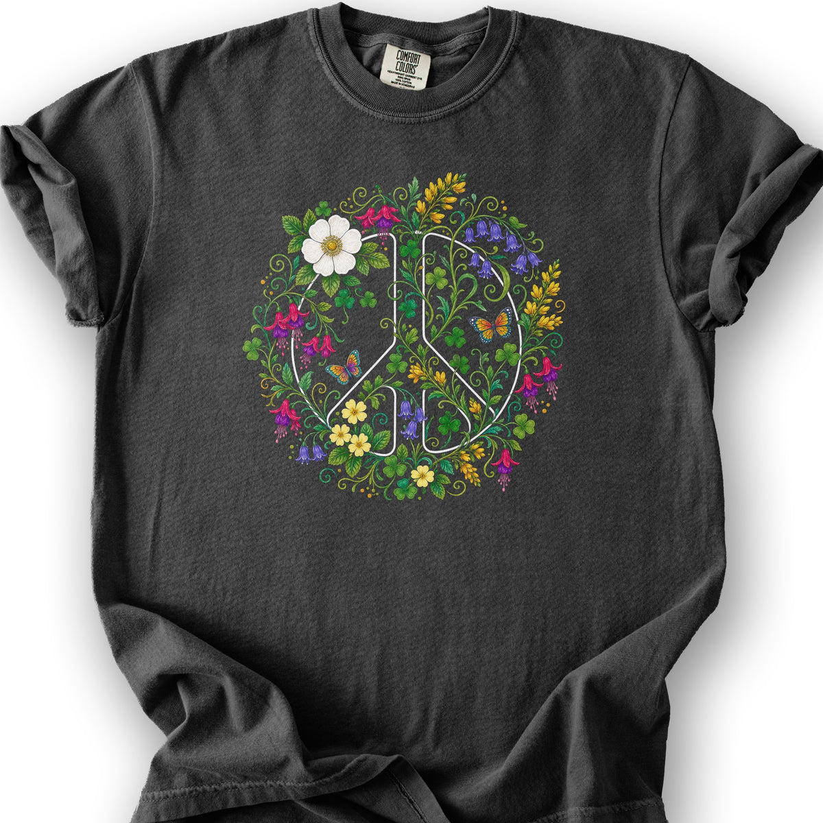 Floral Irish Peace T-Shirt - Graphite