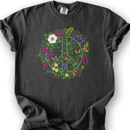 Floral Irish Peace T-Shirt - Graphite