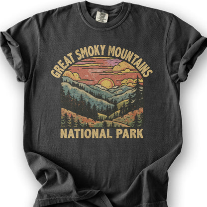 Great Smoky Mountains National Park Sunset T-Shirt - Graphite