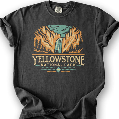 Yellowstone National Park "Yellowstone Falls" T-Shirt - Graphite