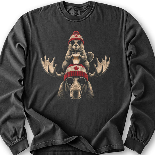 Beaver Moose Canada Long Sleeve Shirt - Graphite