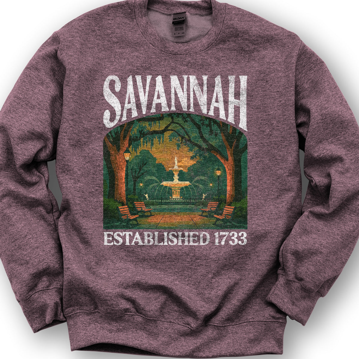 Savannah Georgia "Big and Bold" Sweatshirt - Heather Sport Dark Maroon