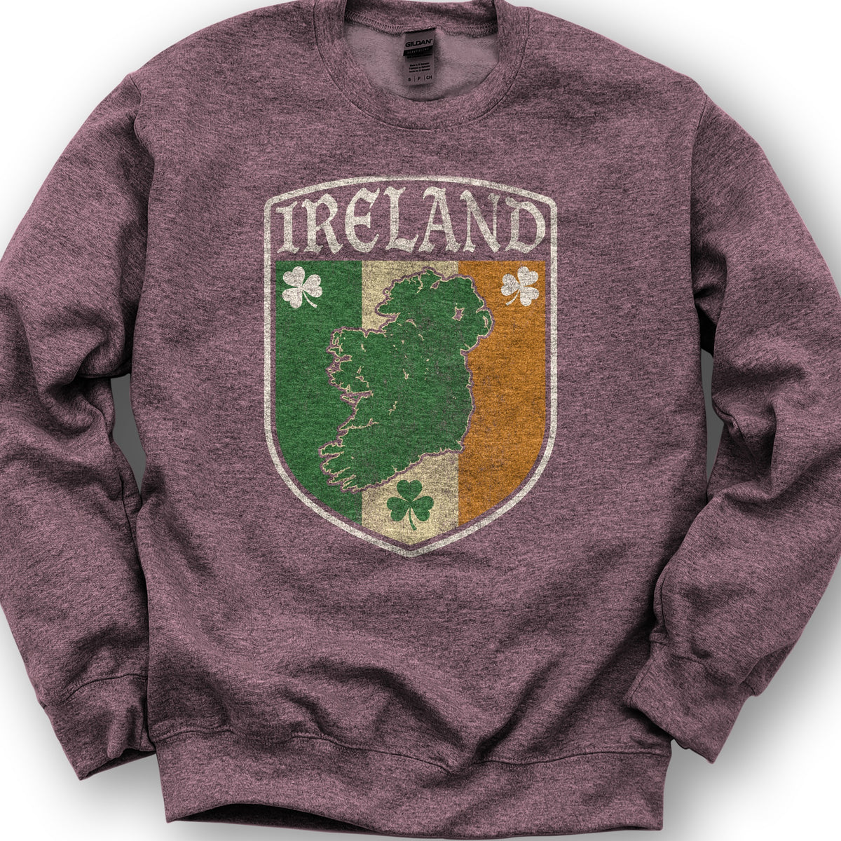 Ireland Vintage Badge Sweatshirt - Heather Sport Dark Maroon