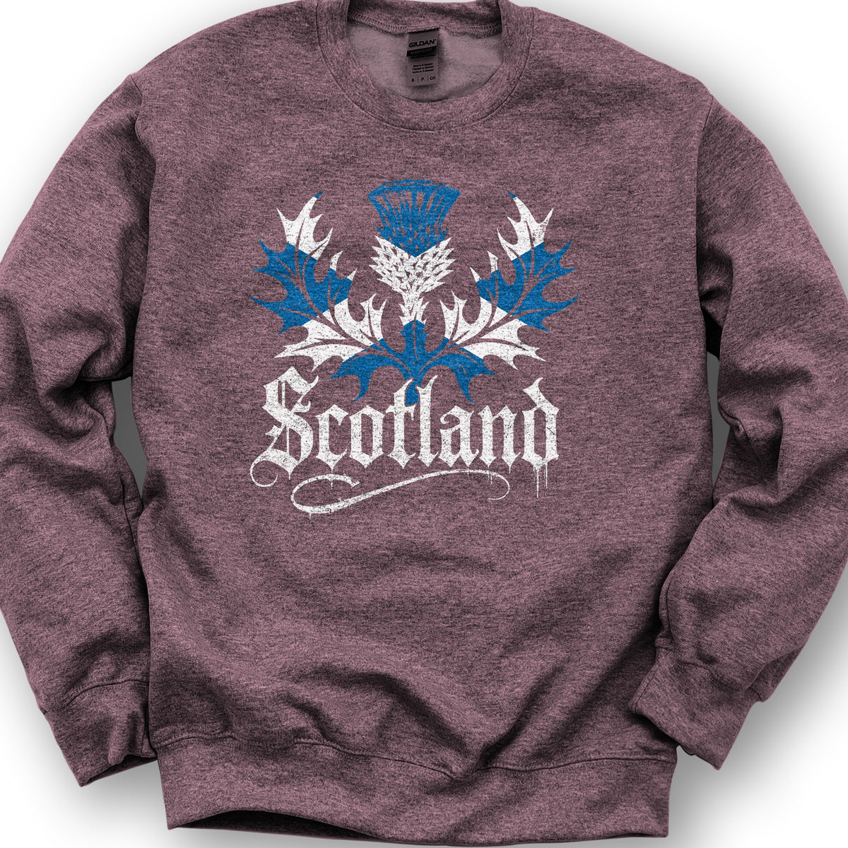 Scotland Gothic Thistle Sweatshirt - Heather Sport Dark Maroon