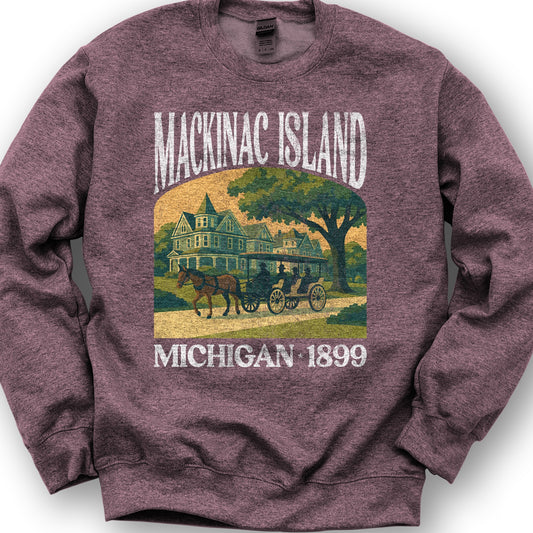 Mackinac Island Michigan "Big and Bold" Sweatshirt - Heather Sport Dark Maroon