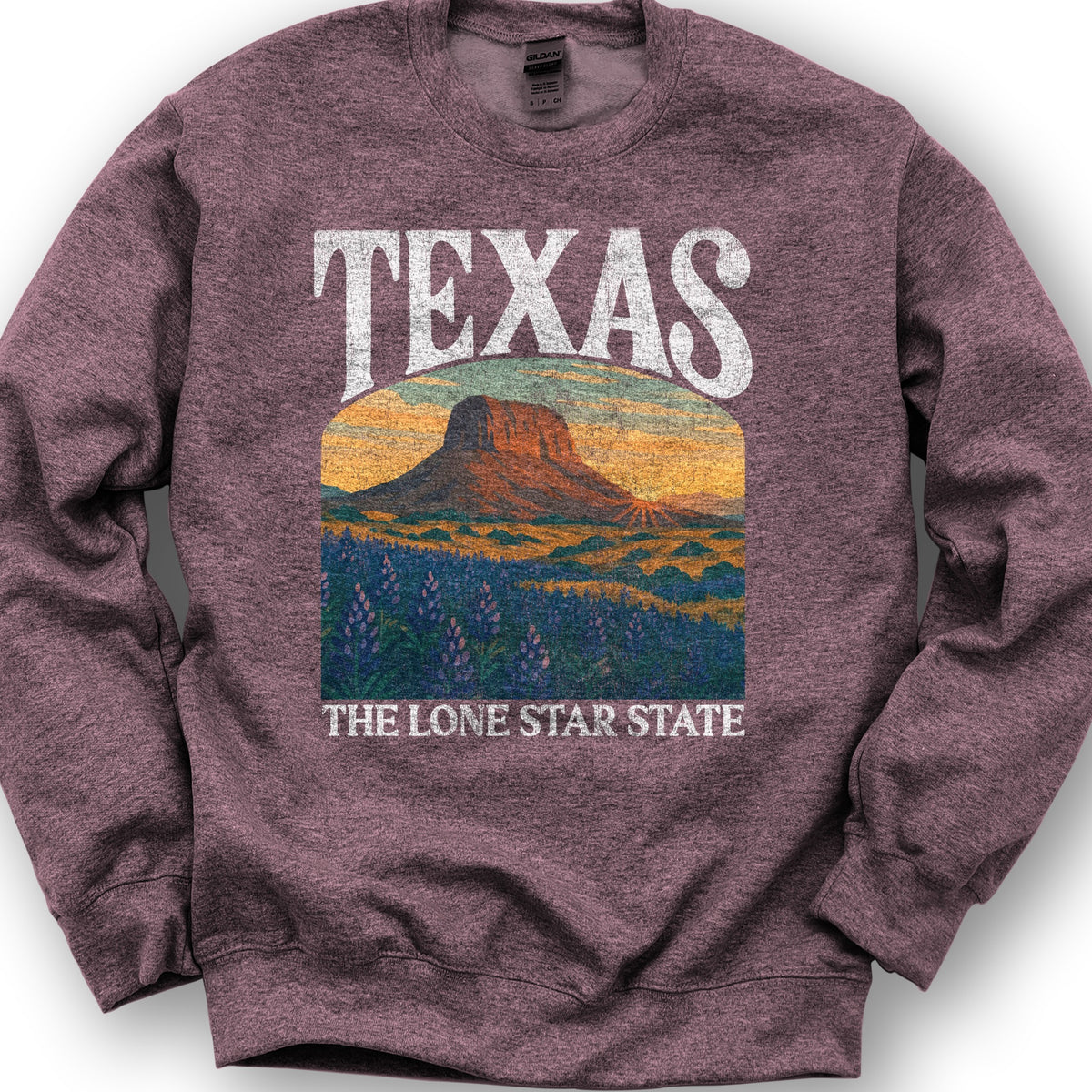 Texas Lone Star State "Big and Bold" Sweatshirt - Heather Sport Dark Maroon