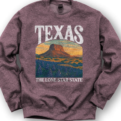 Texas Lone Star State "Big and Bold" Sweatshirt - Heather Sport Dark Maroon
