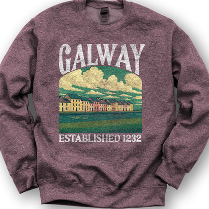 Galway Ireland "Big and Bold" Sweatshirt - Heather Sport Dark Maroon