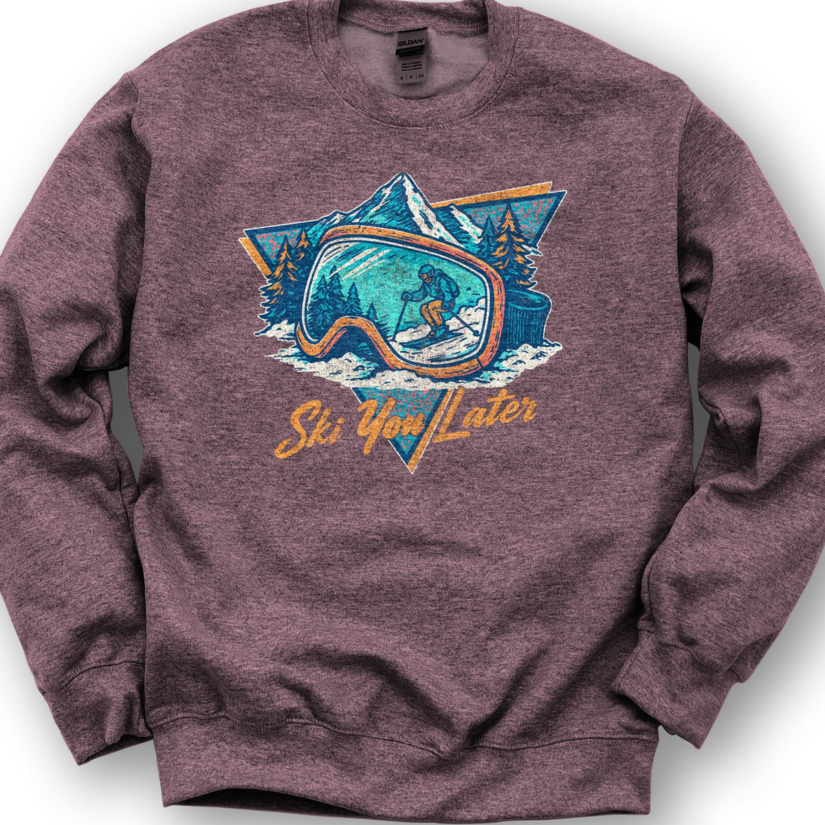 Ski You Later Retro 1980's Sweatshirt - Heather Sport Dark Maroon