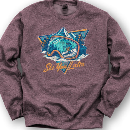 Ski You Later Retro 1980's Sweatshirt - Heather Sport Dark Maroon