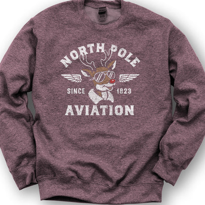 North Pole Aviation Sweatshirt - Heather Sport Dark Maroon