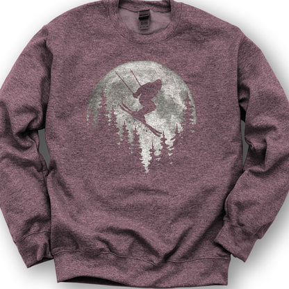 Bigfoot Ski Moon Sweatshirt - Heather Sport Dark Maroon