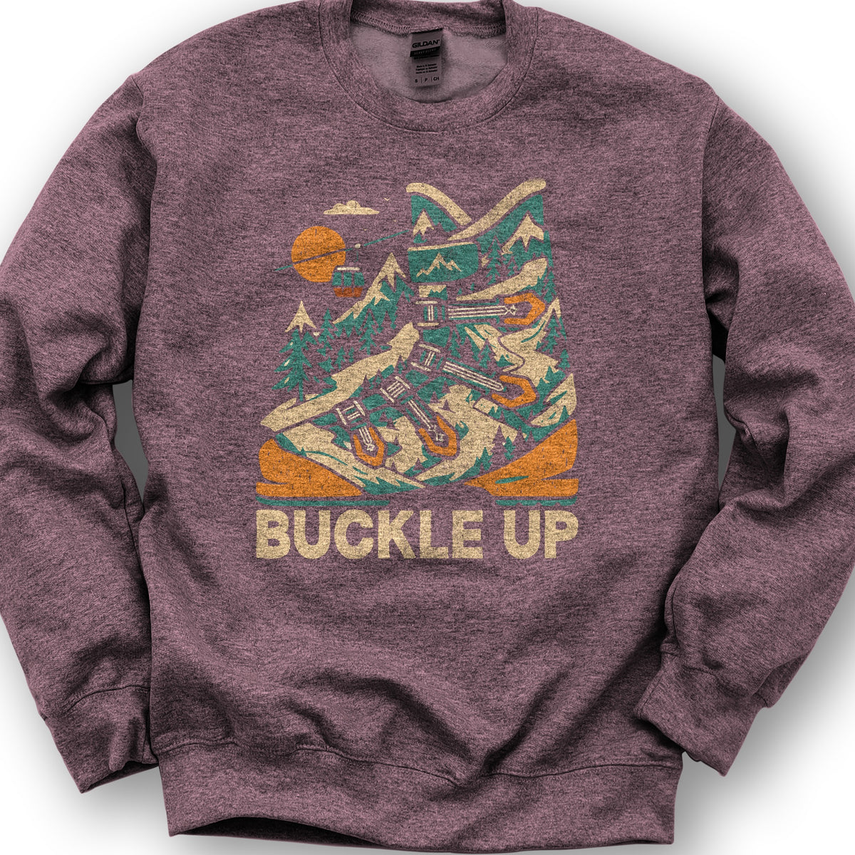 Buckle Up Ski Boot Sweatshirt - Heather Sport Dark Maroon