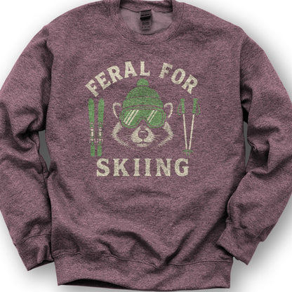 Feral for Skiing Sweatshirt - Heather Sport Dark Maroon