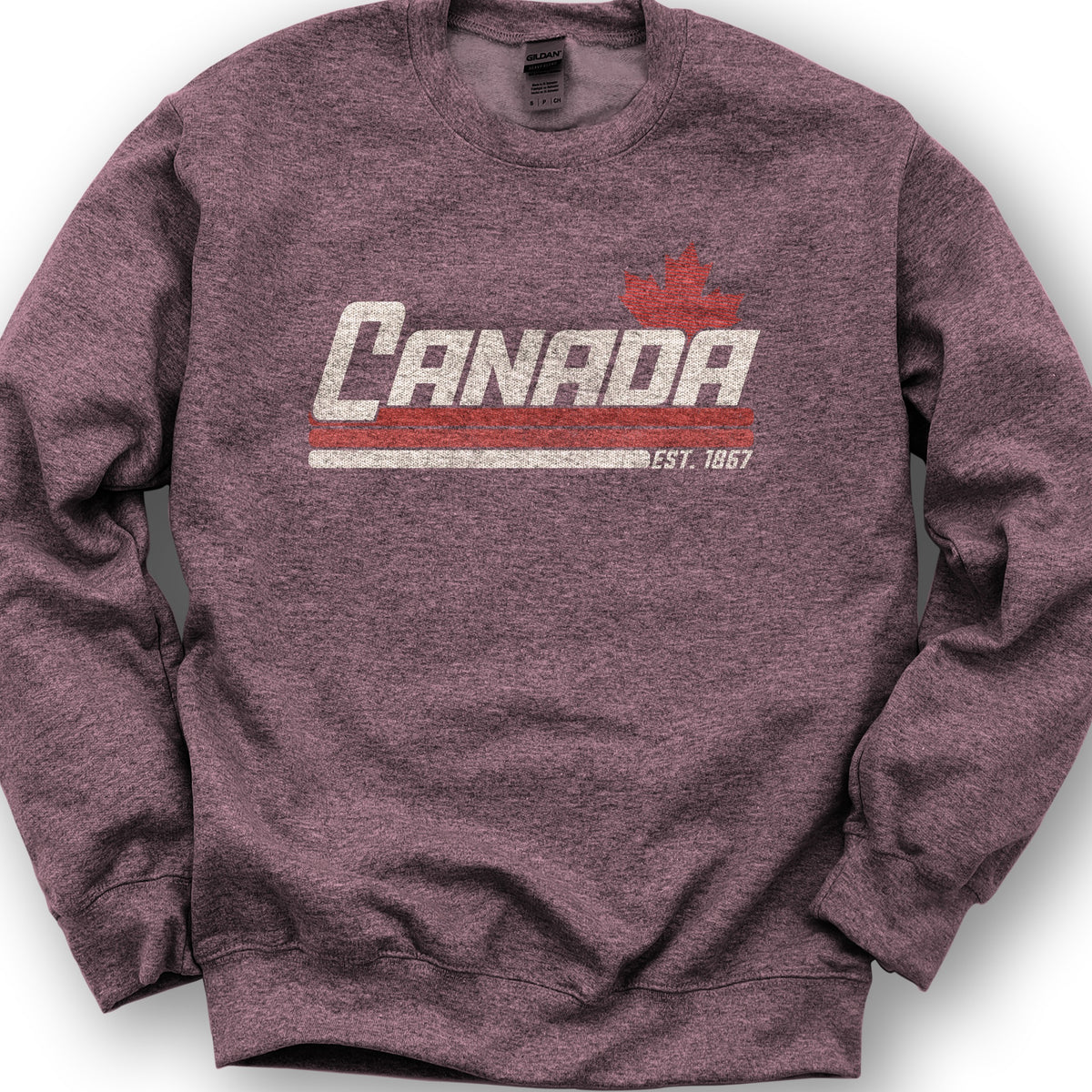 Canada Retro Stripe Sweatshirt - Heather Sport Dark Maroon