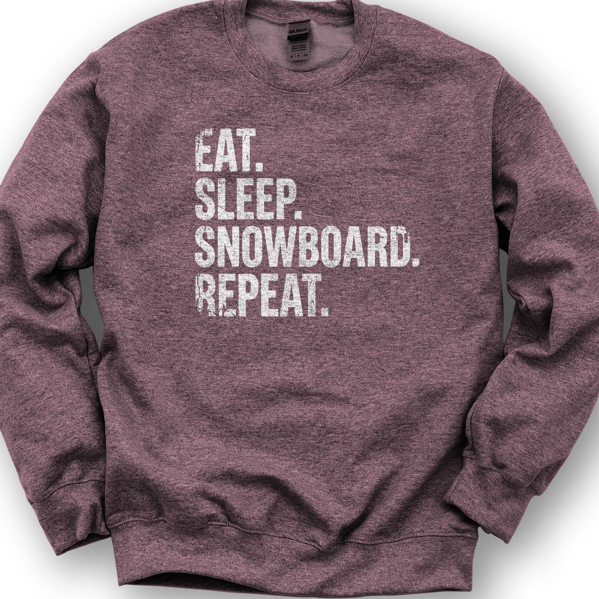 Eat Sleep Snowboard Sweatshirt - Heather Sport Dark Maroon