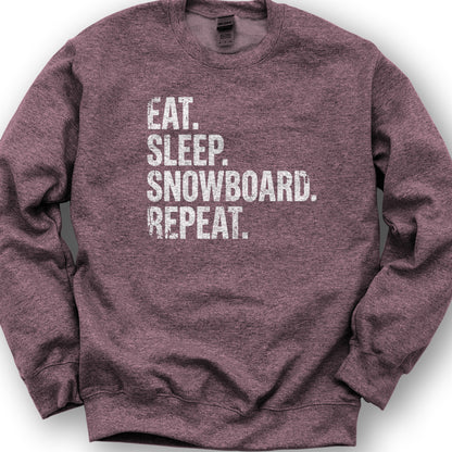 Eat Sleep Snowboard Sweatshirt - Heather Sport Dark Maroon