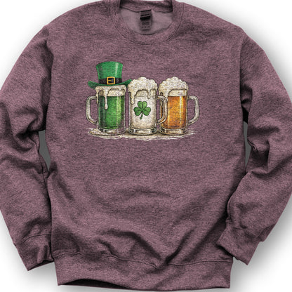 Irish Flag Mugs Sweatshirt - Heather Sport Dark Maroon
