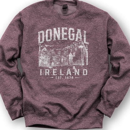Donegal Ireland Sketch Sweatshirt - Heather Sport Dark Maroon